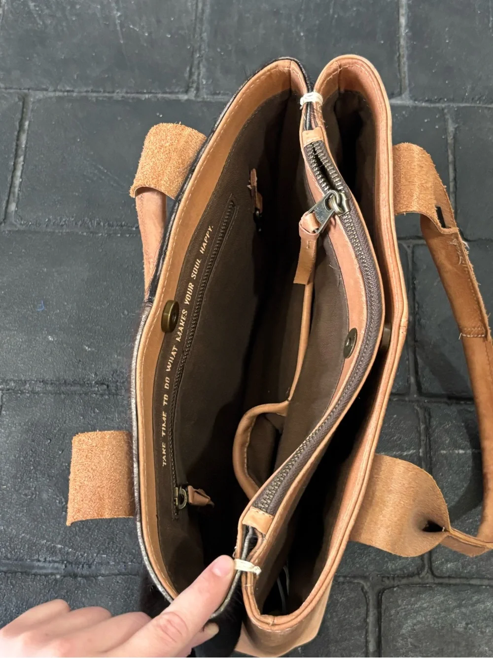 STS Ranchwear Yipee Kiyay tote bag purse cowhide tooled leather